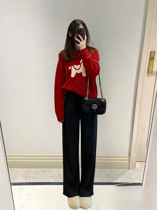 【YW】无忧购【鸿运当“红”】2026新年本命年红色小马针织衫上衣女91446（截单后3-5天发货） 商品图8