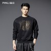 PINLI品立2025秋季新款男士圆领宽松烫钻长袖套头卫衣上衣青年潮BG253109018 商品缩略图0