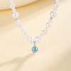 Winy S925 银渐珠蓝熠项链 仿珍珠颈链 玫瑰切合成立方氧化锆吊坠 气质银色锁骨链 商品缩略图0
