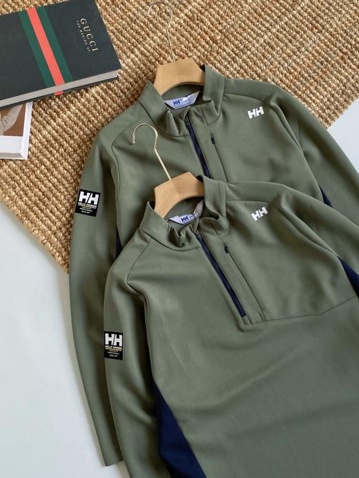 海丽汉森男款经典航弹力吸湿速干百搭半拉链长袖T恤 商品图2