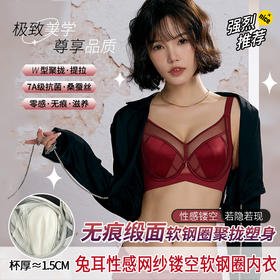 【超美新品❗️桑蚕丝莫代尔蕾丝内衣】17种氨基酸，就像給胸部數上“液体面膜"，零感•无痕•滋养！7A级女薄D杯大胸显小调整型上托聚拢防下垂大码文胸胖mm文胸套装新年马年本命年