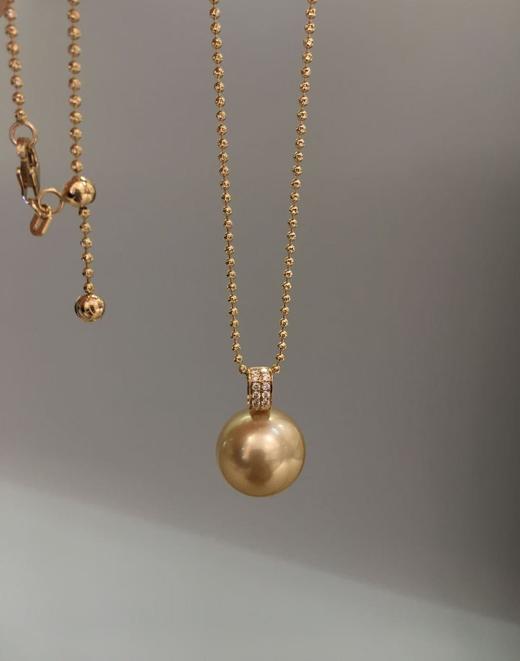 【私席真珠·新年盛宴】18k金镶南洋金珍珠项链 14-15mm 圆 商品图3