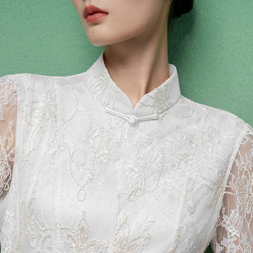 【林栖设计小店】金线蕾丝|绣花肌理感国风2026早春新款修身连衣裙1961134 商品图3