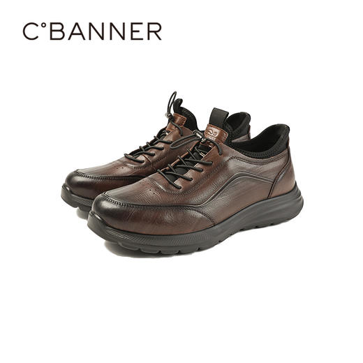 千百度2025冬季男鞋清晰手感柔韧穿着透气舒适健步鞋A25549093 商品图4