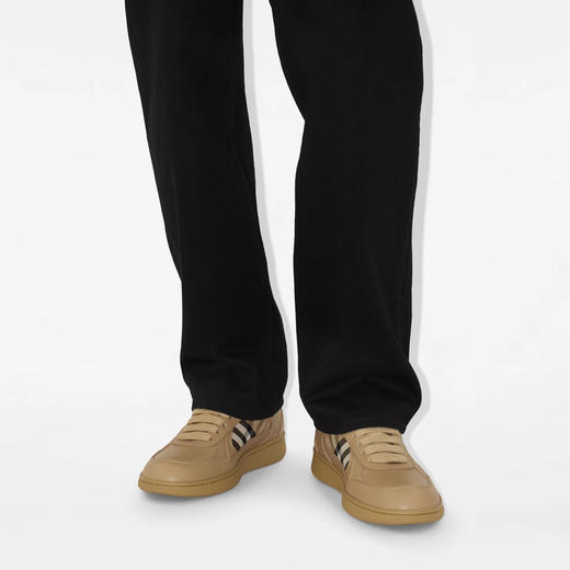 BURBERRY 巴宝莉 男士马术骑士标签皮革和格纹 Terrace 运动鞋 混色 8110809 C1309 商品图5