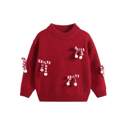 清清美日新年女童毛女童新年衣服红色毛衣冬装儿童针织衫洋气上衣新款喜庆过年服90-150★ 商品图4