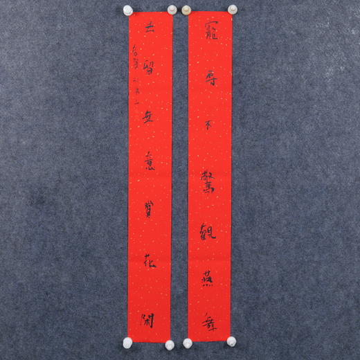 朱广贺《宠辱不惊观燕舞 去留无意赏花闲》88.5x11.5cmx2 手写纸本春联纸书法对联 商品图4