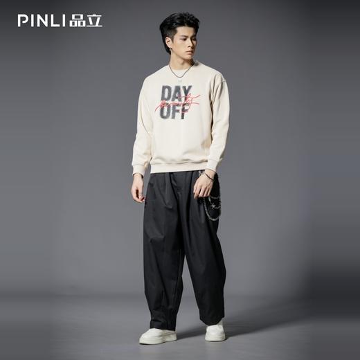 PINLI品立2025秋季新款男宽松圆领字母印花套头卫衣上衣青年潮牌BG253109017 商品图1