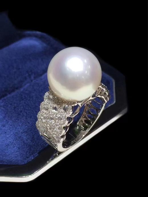 【私席真珠·新年盛宴】18K金镶钻澳白珍珠戒指，13-14mm  戒圈14 商品图1