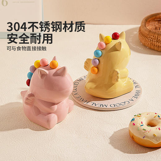 摩登主妇304不锈钢水果叉水果签牙签筒新年马年本命年礼物收纳罐 商品图2