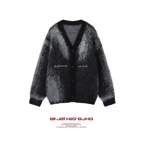 BJHG不计后果V领开衫毛衣男春季 新款撞色宽松情侣内搭上衣外套女