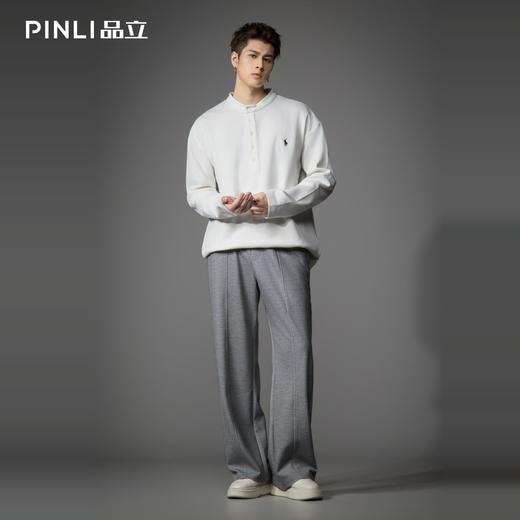 PINLI品立2026春季新款青年男士宽松立领落肩长袖T恤打底上衣潮牌GD262111006 商品图1