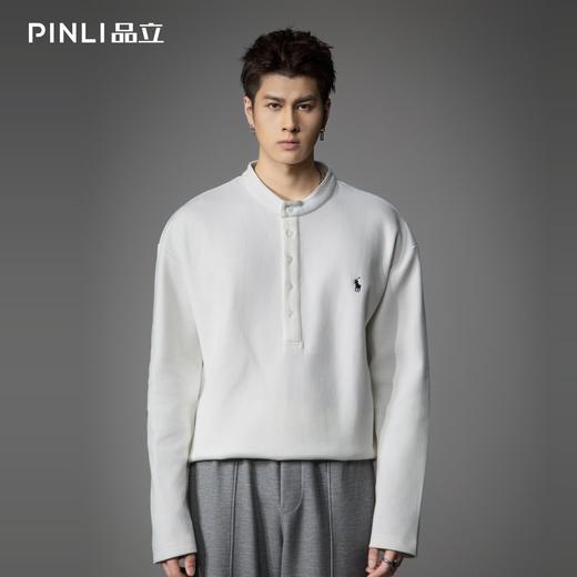 PINLI品立2026春季新款青年男士宽松立领落肩长袖T恤打底上衣潮牌GD262111006 商品图2