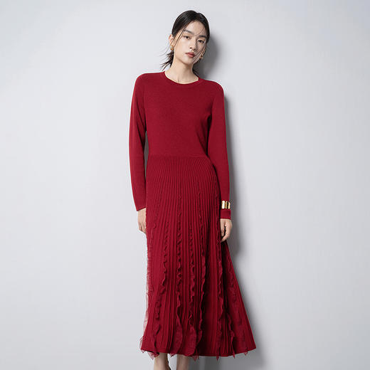 【林栖设计小店】花意妙影|彩葱花边优雅百搭2026早春新款多色毛织连衣裙T1961362 商品图2