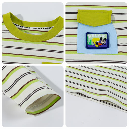 迪士尼（Disney）童装男童长袖T恤休闲运动纯棉山系条纹撞色风格2026春季新款上衣ZD1FS002 商品图9