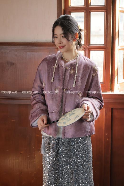 【门店同款】ENJOY冬季“烟火漫春”花枝蝶憩中式羽绒外套 169094049 商品图6