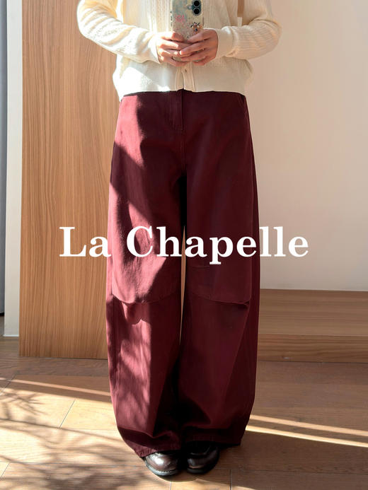 专柜实拍【显白又复古】拉夏贝尔/La Chapelle高级质感100棉牛仔裤休闲工装风阔腿显瘦长裤（附赠腰带 商品图0