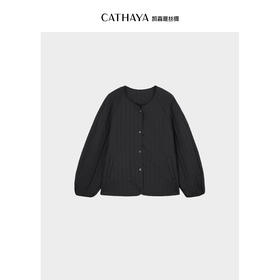 凯喜雅 竖条蚕丝填充棉袄外套