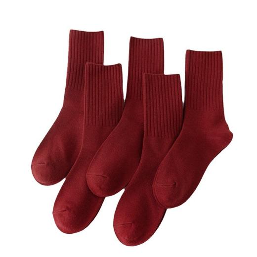 安可拉红袜子女秋冬加厚保暖双针羊绒袜蛇年大红结婚本命年中筒袜 商品图4