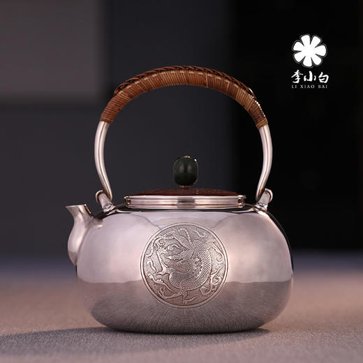 李小白银壶 纯银9999烧水壶 纯银银壶 烧水银壶 茶壶银壶 添福 龙凤呈祥 商品图1