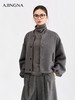 【商场同款】阿菁娜冬季新款设计感宽松夹克格雷色落肩短款橡根袖口四合扣裁缝解构风外套A30Q206008 商品缩略图2