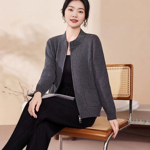 雀说毛衣开衫针织开衫外套新款洋气毛衣中老年女装上ALW1886 商品图4