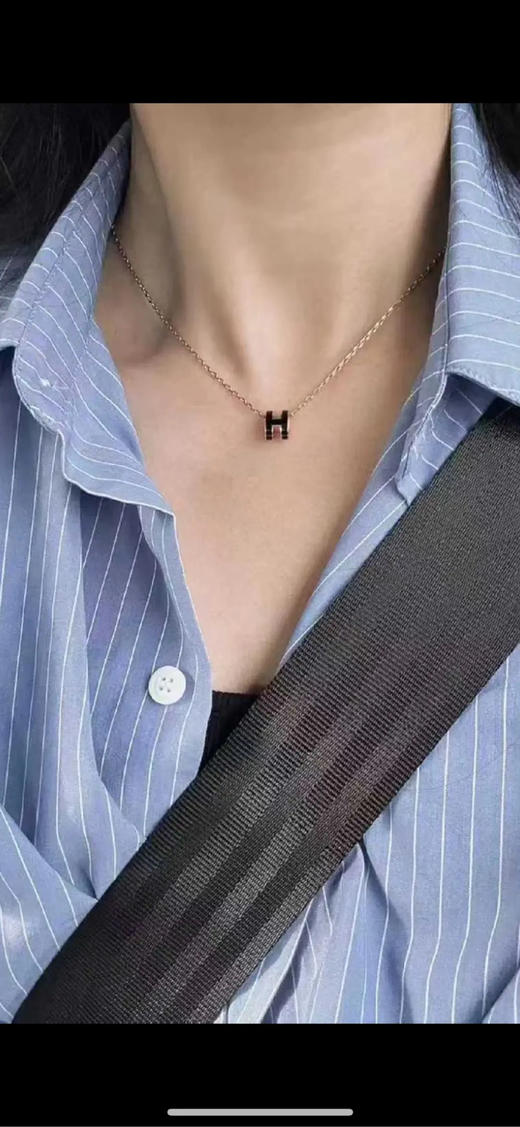 爱马仕 黑金 H扣 项链 商品图3