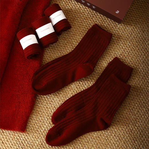 热卖！巨保暖！觅槿 奢品级精纺羊毛羊绒袜礼盒 男女同款 保暖舒适 5双装 商品图8