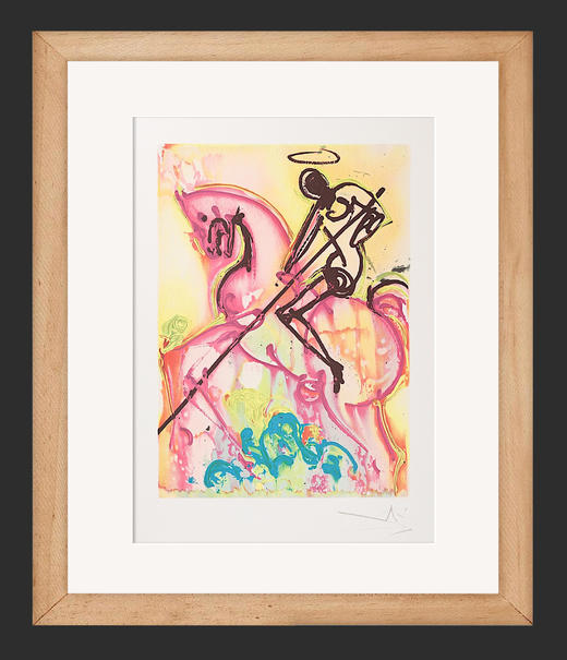 独角鹿西洋古董1983年代法国Armand & Georges Israel出版西班牙超现实主义大师萨尔瓦多·达利图版签名创作限量彩色石版画《圣乔治》 商品图1