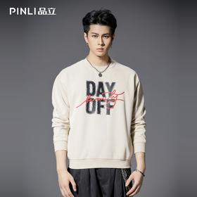 PINLI品立2025秋季新款男宽松圆领字母印花套头卫衣上衣青年潮牌BG253109017