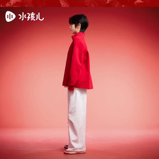 【新年装】水孩儿儿童国风卫衣2026春季新款男女童红色立领上衣 商品图4