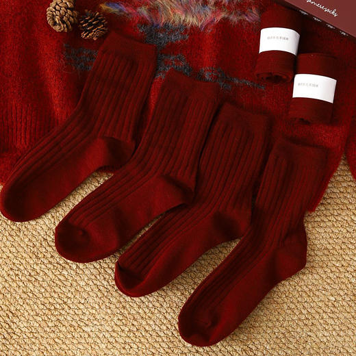 热卖！巨保暖！觅槿 奢品级精纺羊毛羊绒袜礼盒 男女同款 保暖舒适 5双装 商品图10