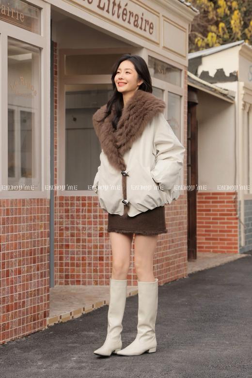 【门店同款】ENJOY冬季“游牧漫寻”狐狸毛翻领派克服 169094305 商品图4