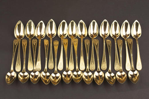 独角鹿西洋古董19世纪法国Martin Guillaume Biennais & Charles Cahier联合签名出品帝政风格古典神话主题银鎏金精雕糖果/冰淇淋樽套件 商品图13