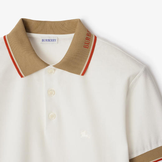 BURBERRY 巴宝莉 男士马术骑士徽标刺绣棉质短袖polo衫 白色 8110096 B7078 商品图1
