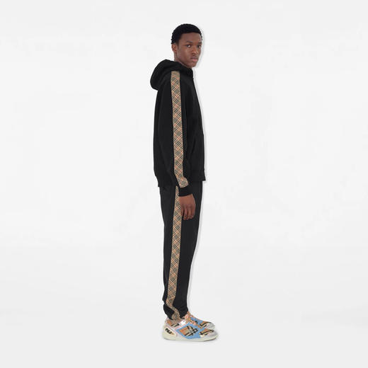 BURBERRY 巴宝莉 男士马术骑士徽标刺绣格纹装饰棉质拉链连帽卫衣 黑色 8110790 A1189 商品图4