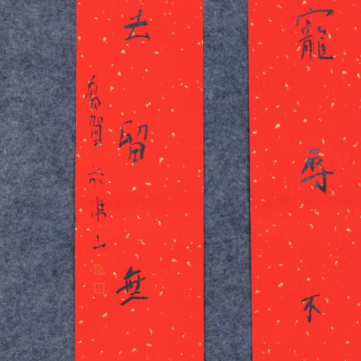 朱广贺《宠辱不惊观燕舞 去留无意赏花闲》88.5x11.5cmx2 手写纸本春联纸书法对联 商品图1