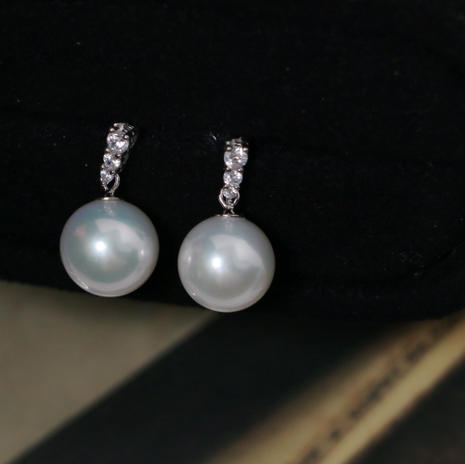 「邂逅款」淡水珍珠耳坠 10-11mm ji光 正圆 微微瑕 浪漫百搭款 S925银配件 商品图2