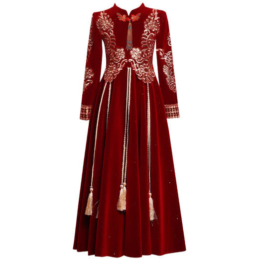 加绒过年拜年服古风女童汉服国风长裙厚款XWN9855 商品图2