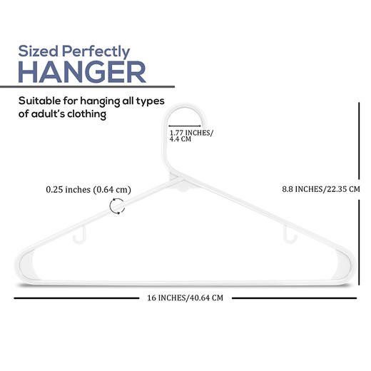 【60个】美国 7 store khi 高品质塑料衣架 耐用且坚固 带挂钩 白色 商品图4