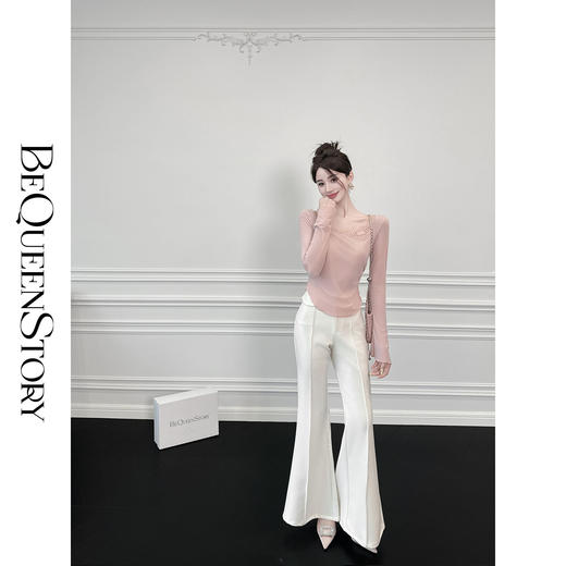 【年终福利，不退不换】【风度剪裁】时尚精致珠边线包心扣工艺休闲喇叭裤 商品图3