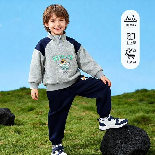 迪士尼男童童装卫衣卫裤运动休闲套装舒适耐磨宽松儿童套装两件套新款ZD1FT015 商品图1