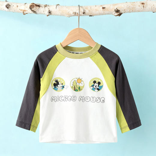 迪士尼（Disney）童装男童长袖T恤潮流运动休闲撞色7A抗菌插肩袖2026春季新款上衣ZD1FS003 商品图5