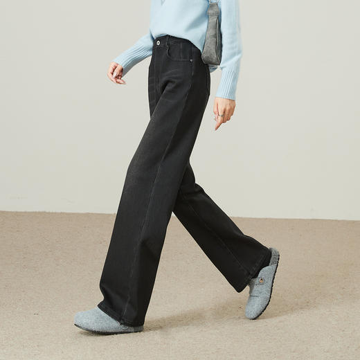 【两个裤长！窄版-厚绒直筒】逸阳冬加绒加厚弹力保暖宽松显瘦直筒牛仔裤3531 商品图6