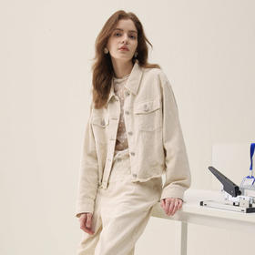 谜底牛仔外套长袖2026春季新品浮雕提花刺绣毛感流苏女261MW0200