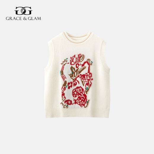Grace&Glam 喜气五福临门提花坎肩羊毛马甲背心 商品图1