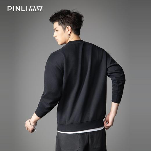 PINLI品立2026春季新款男士潮牌金属烫钻圆领落肩袖套头卫衣上衣BG262109002 商品图2