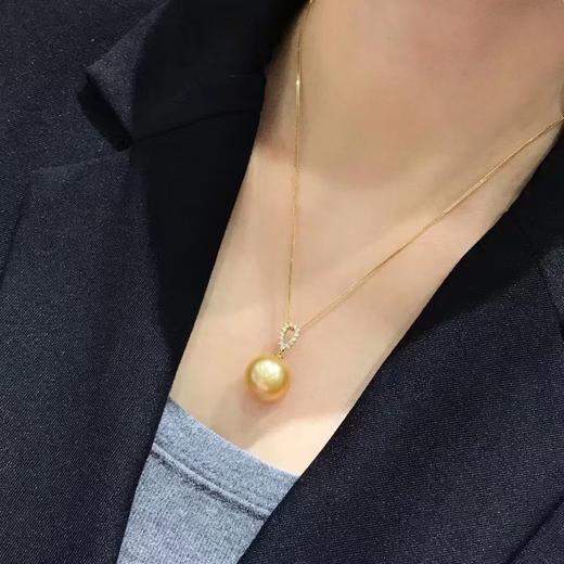 【私席真珠·新年盛宴】18K金镶钻金珍珠吊坠，13.9mm珠 商品图2