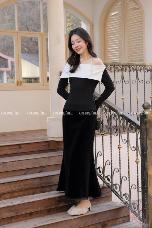 【门店同款】ENJOY冬季“烟火漫春”丝绒细花边半裙 168897739 商品图6