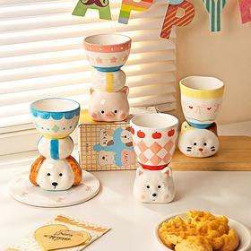 摩登主妇釉下彩马克杯陶瓷杯高脚杯子生日马年本命年新年礼物水杯